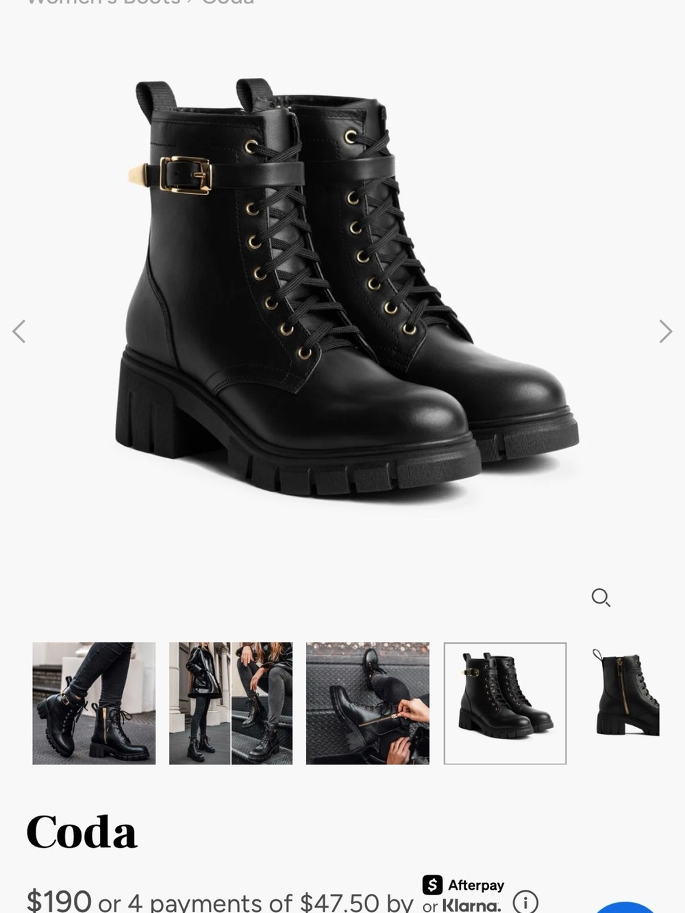 Thursday Boot Company Coda Black Combat Moto Boots